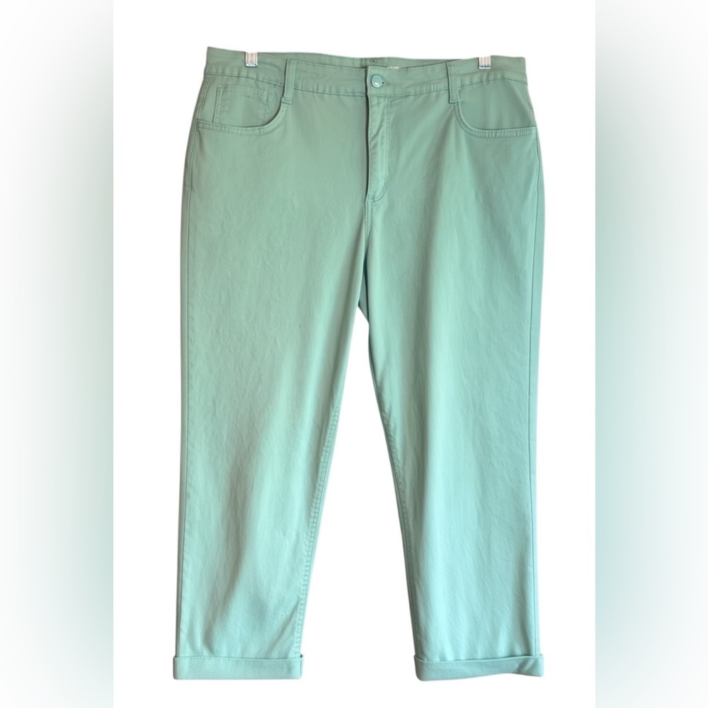 Jones New York Jeans Chelsea Cuffed Capri 16W Green Cotton Secret Slimming